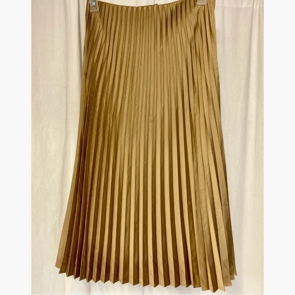 J crew NEW Gwyneth pleated slip skirt camel size Small $128 Lagenlook midi - Picture 2 of 3